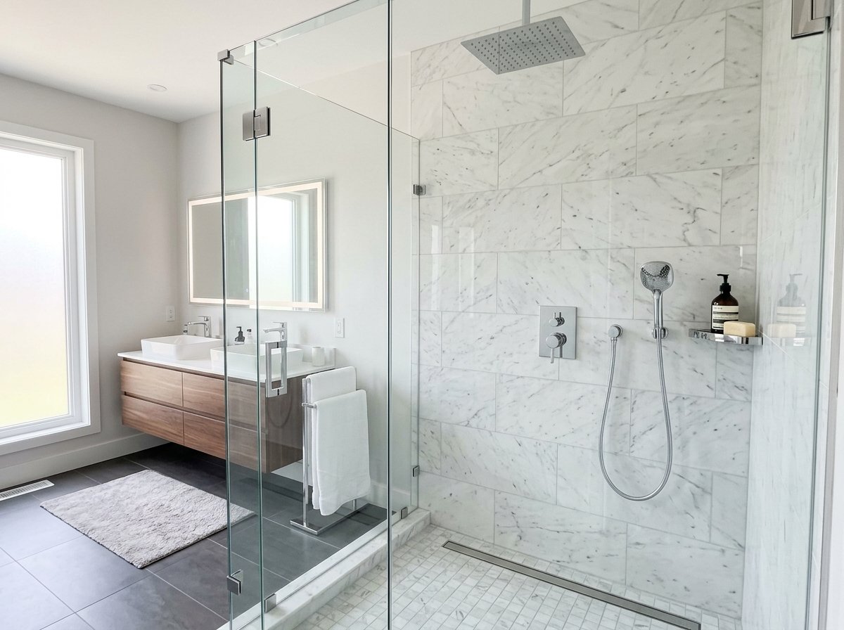Professional shower installation in Toronto modern bathroom